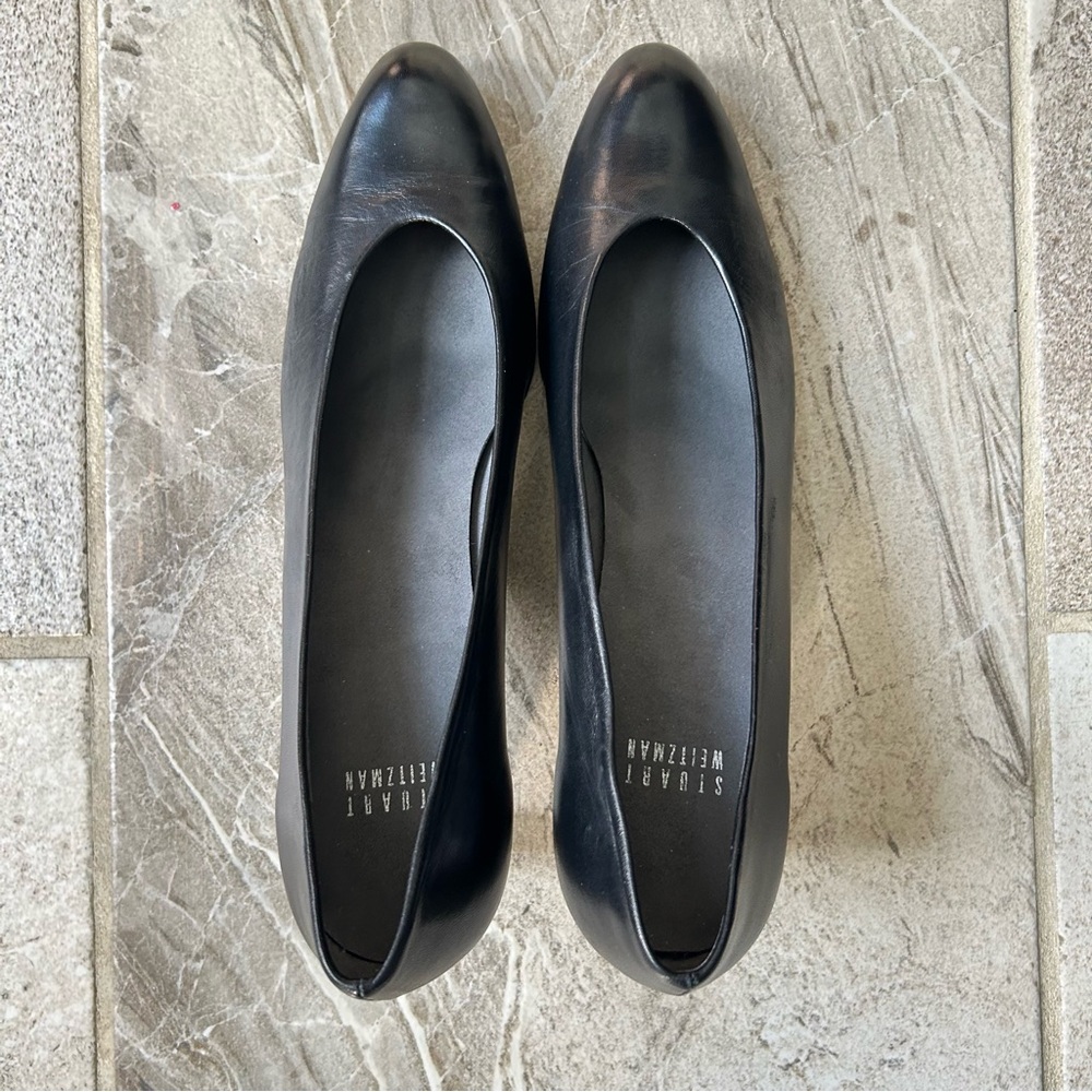 NWOB Stuart Weitzman Chic Pump Black Nappa Leather Heels Size 9.5N (Narrow) - Picture 3 of 10